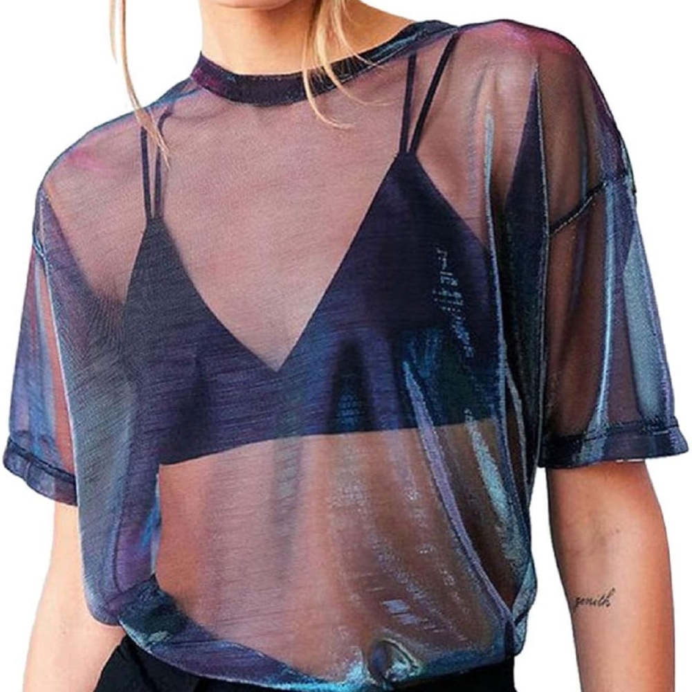 Shimmer Iridescent Mesh Shirt